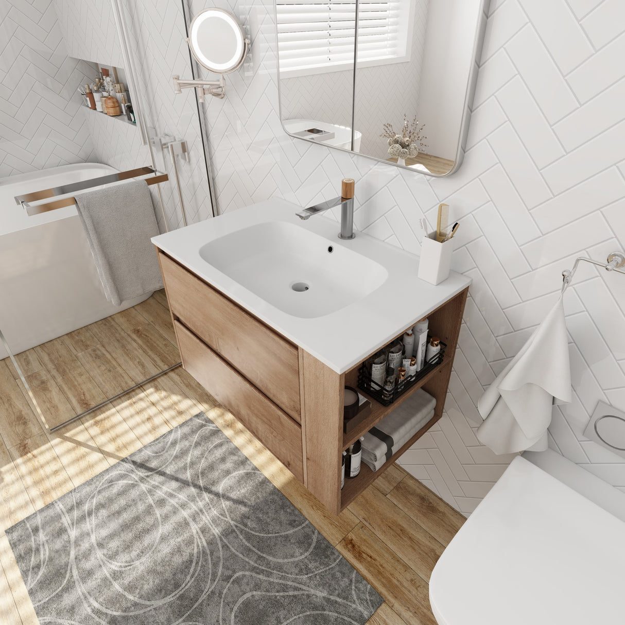 30" Wall Mount Bathroom Vanity With Gel Sink