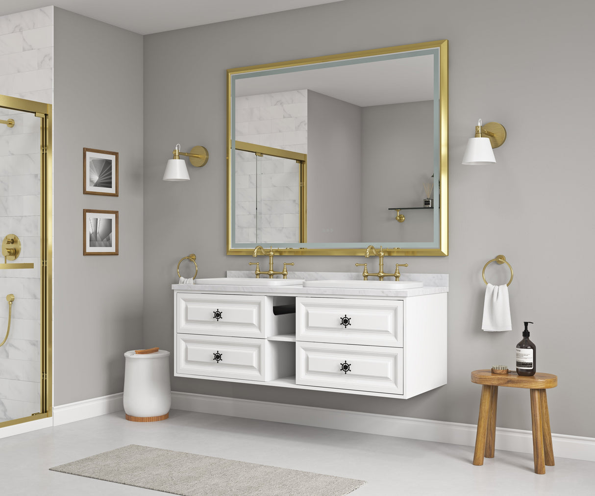 60-Inch LED Lighted Bathroom Wall Mounted Mirror