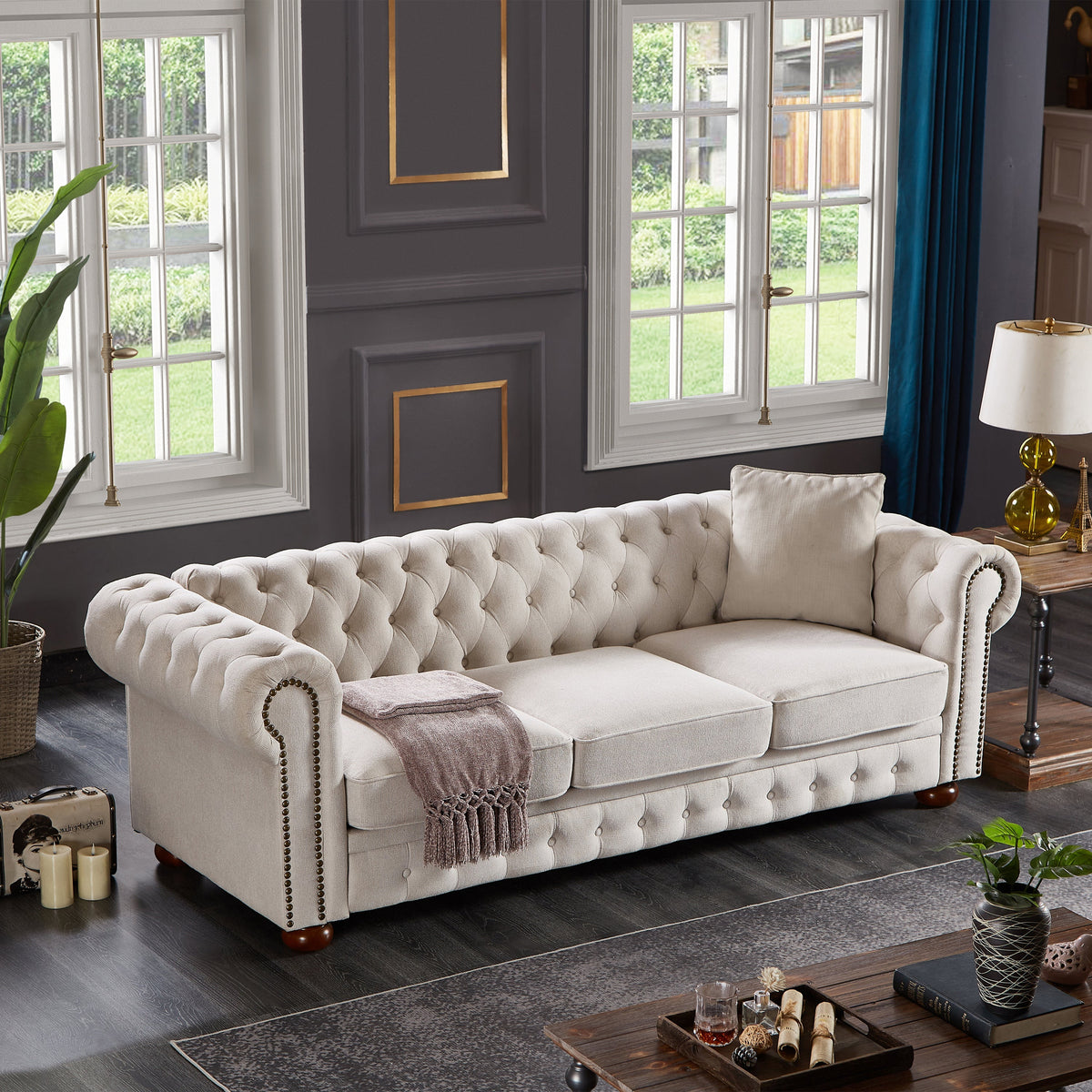 Chesterfield Sofa with Classic Tufted Design - Fabric