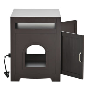 Litter Box Enclosure - Cat Litter Box Furniture with Hidden Plug