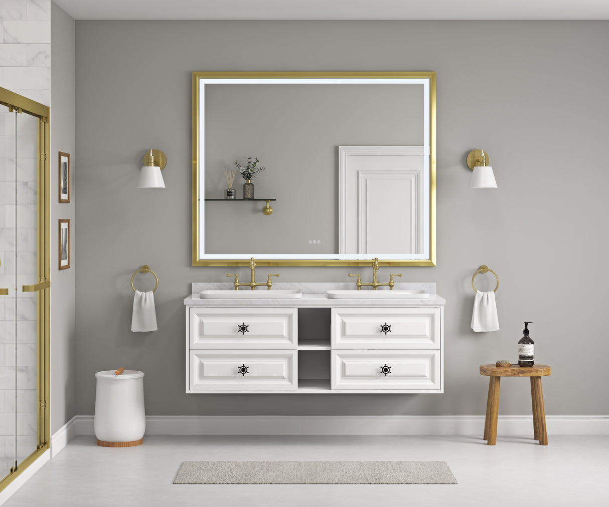 60-Inch LED Lighted Bathroom Wall Mounted Mirror