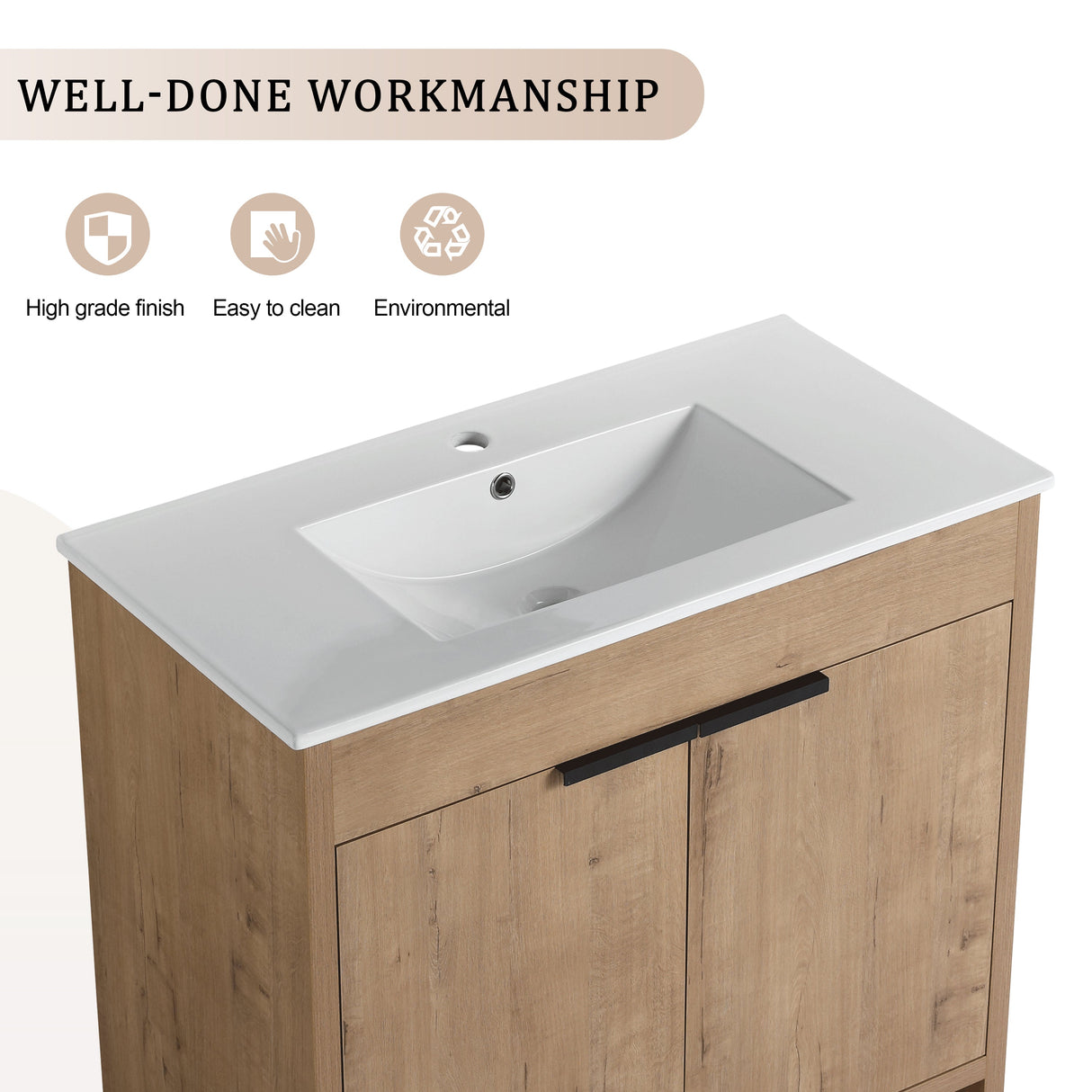 36" Freestanding Bathroom Vanity with Integrated Sink