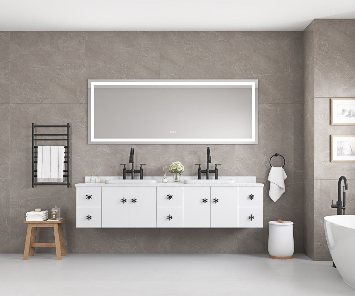 LED Bathroom Mirror 72" x 36" with Front and Backlight