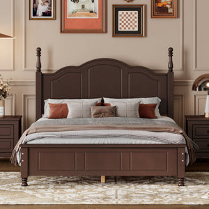 Full Size Wood Platform Bed Frame - Retro Style