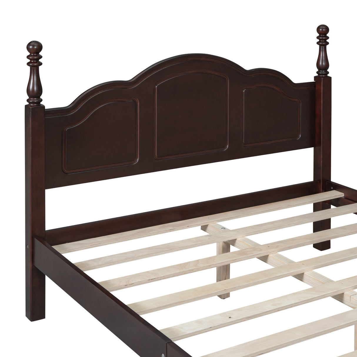 Full Size Wood Platform Bed Frame - Retro Style