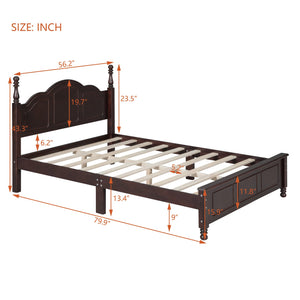 Full Size Wood Platform Bed Frame - Retro Style
