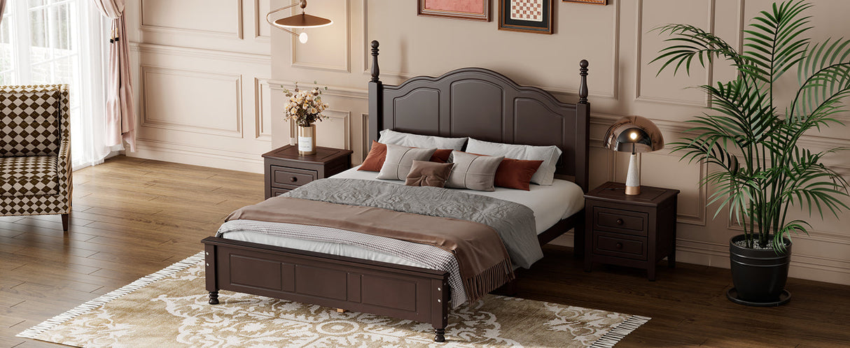 Full Size Wood Platform Bed Frame - Retro Style