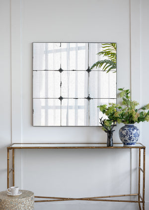 36x36" Traditional Decor Style Antique Glass Panel Mirror