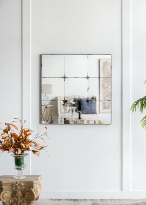 36x36" Traditional Decor Style Antique Glass Panel Mirror