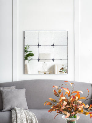 36x36" Traditional Decor Style Antique Glass Panel Mirror