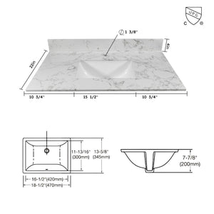 Montary 37-Inch Bathroom Vanity Top in Stone Carrara