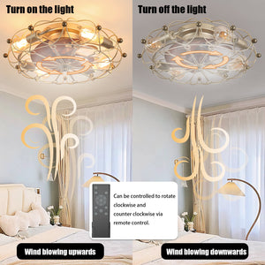 Low Profile Caged Ceiling Fan with Lights Remote Control