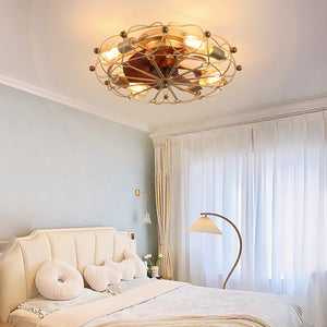 Low Profile Caged Ceiling Fan with Lights Remote Control