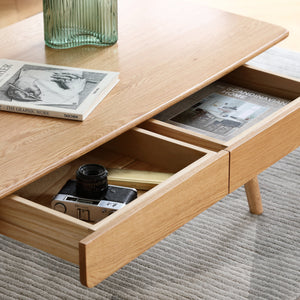Solid Wood Center Coffee Table with Storage