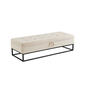58.6" Bed Bench with Metal Base and Storage