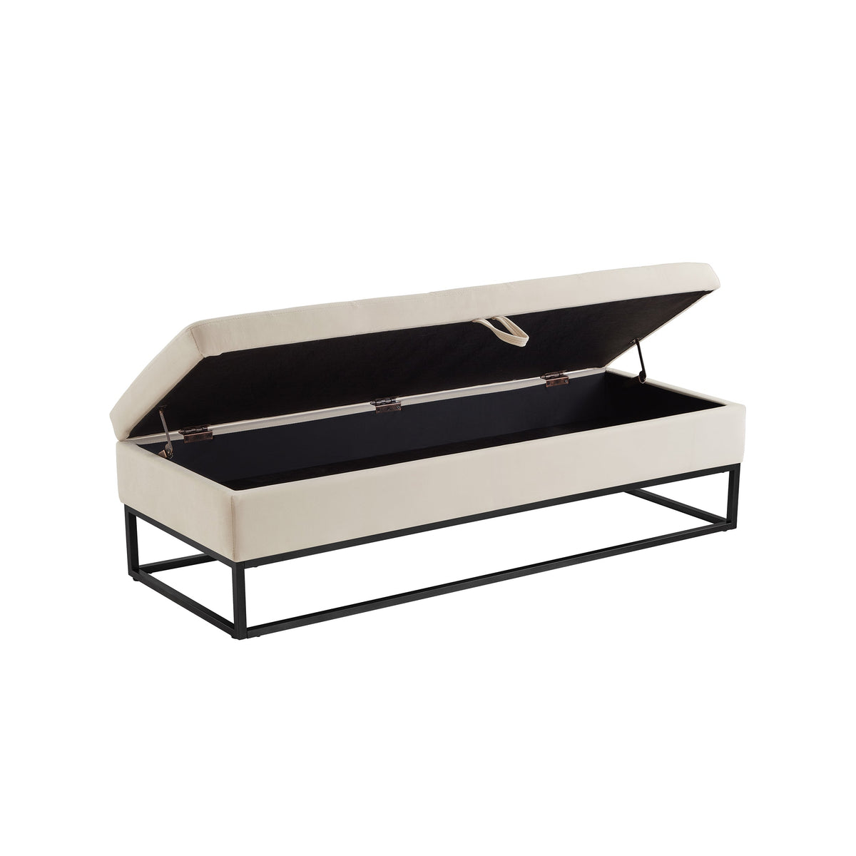 58.6" Velvet Storage Bed Bench with Metal Base - Black