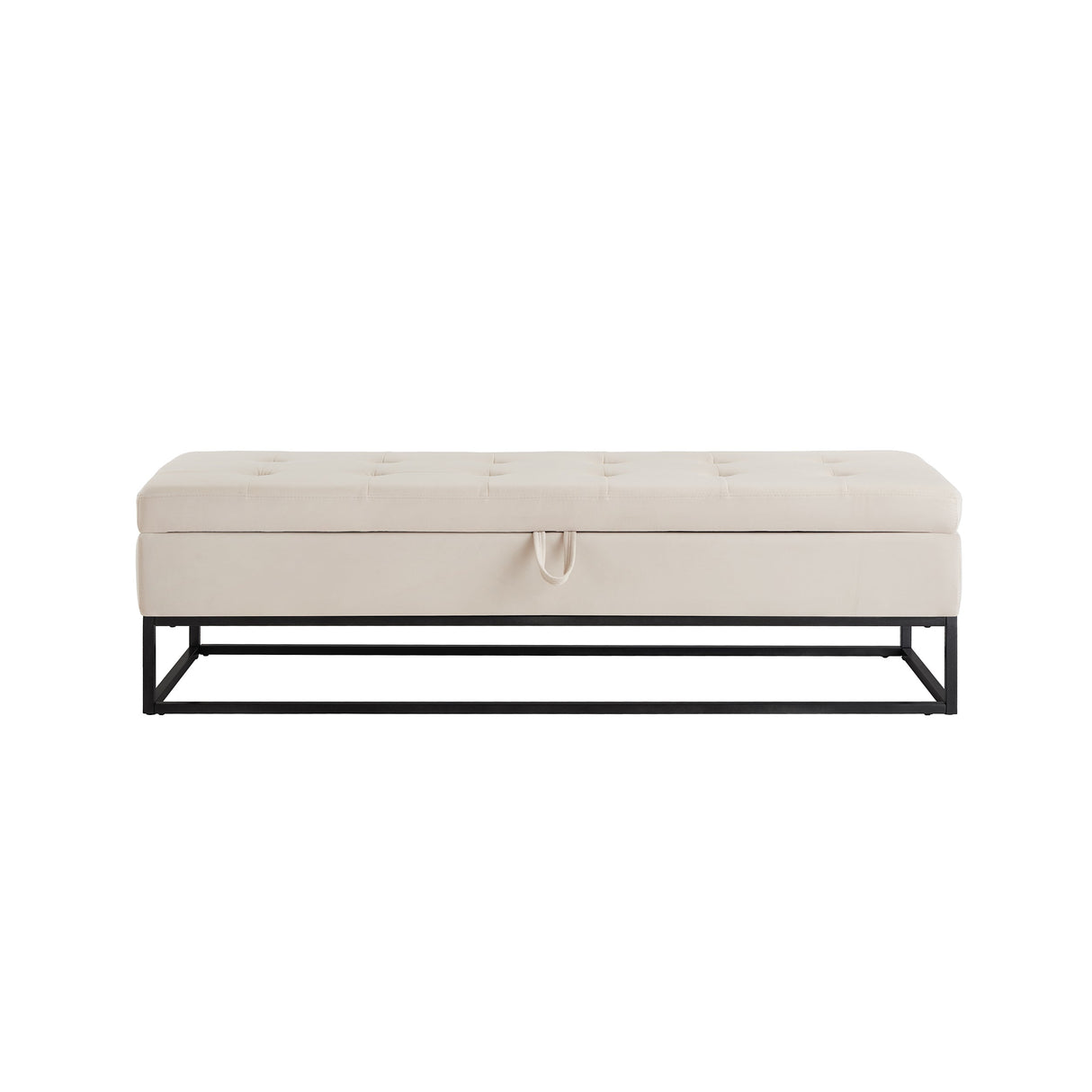 58.6" Bed Bench with Metal Base and Storage