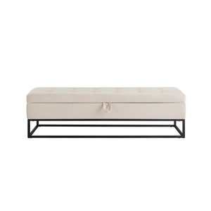 58.6" Bed Bench with Metal Base and Storage