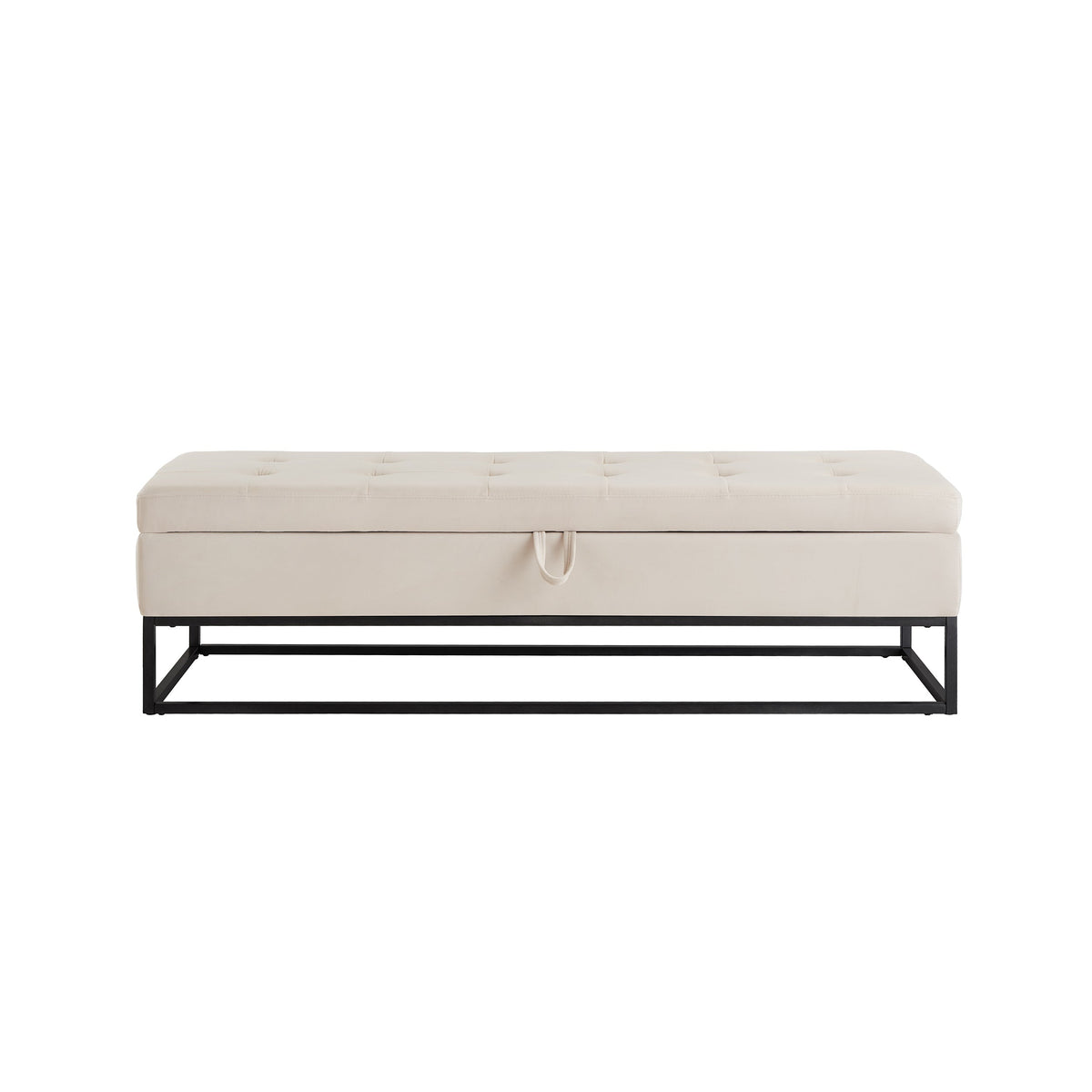 58.6" Velvet Storage Bed Bench with Metal Base - Black