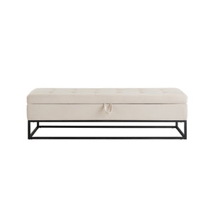 58.6" Velvet Storage Bed Bench with Metal Base - Black