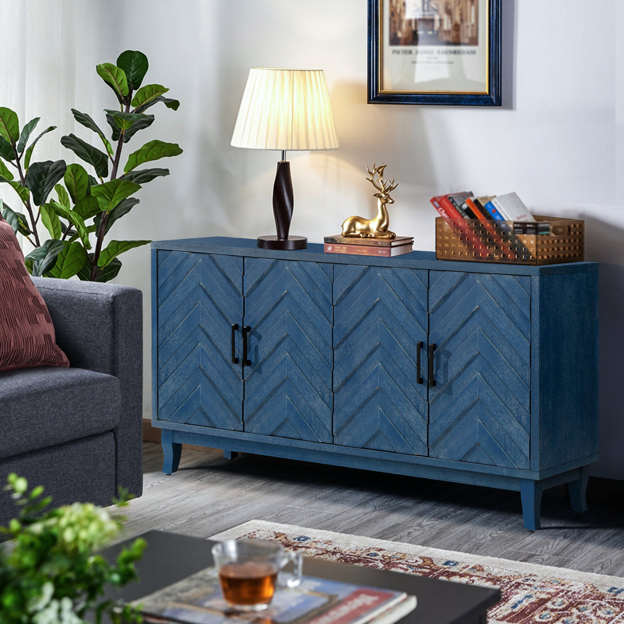 Chevron 4-Door Sideboard Cabinet
