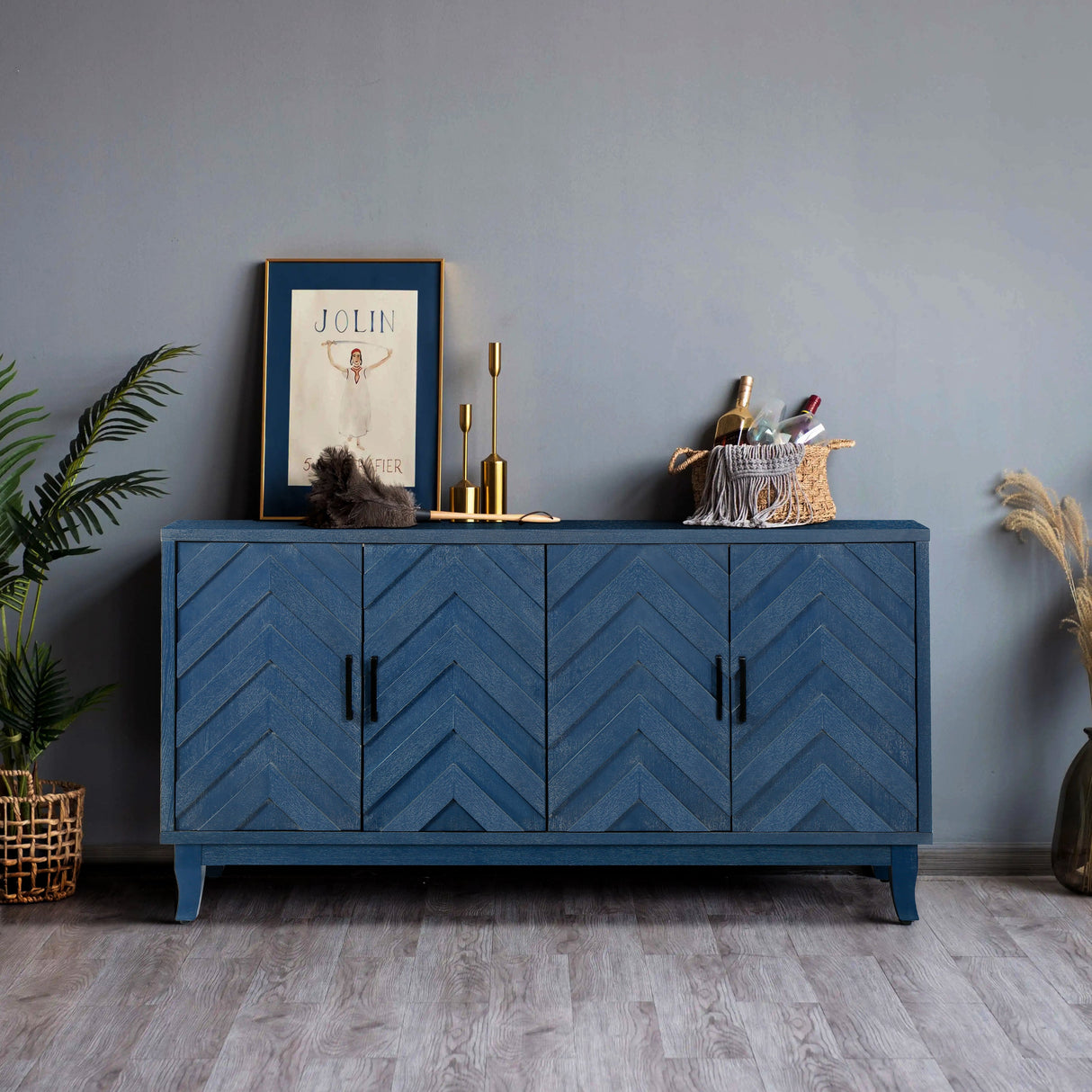 Chevron 4-Door Sideboard Cabinet