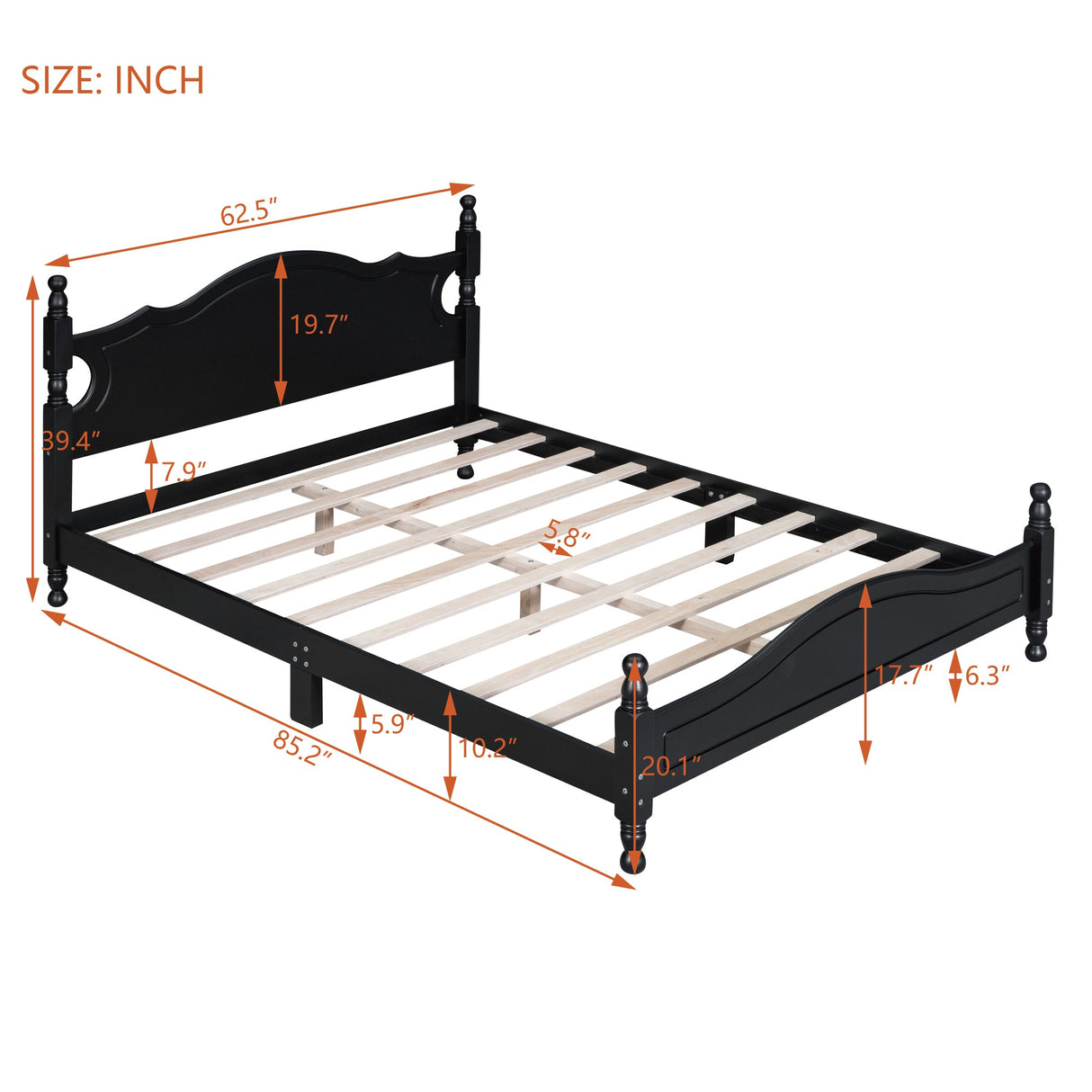 Queen Size Wood Platform Bed Frame