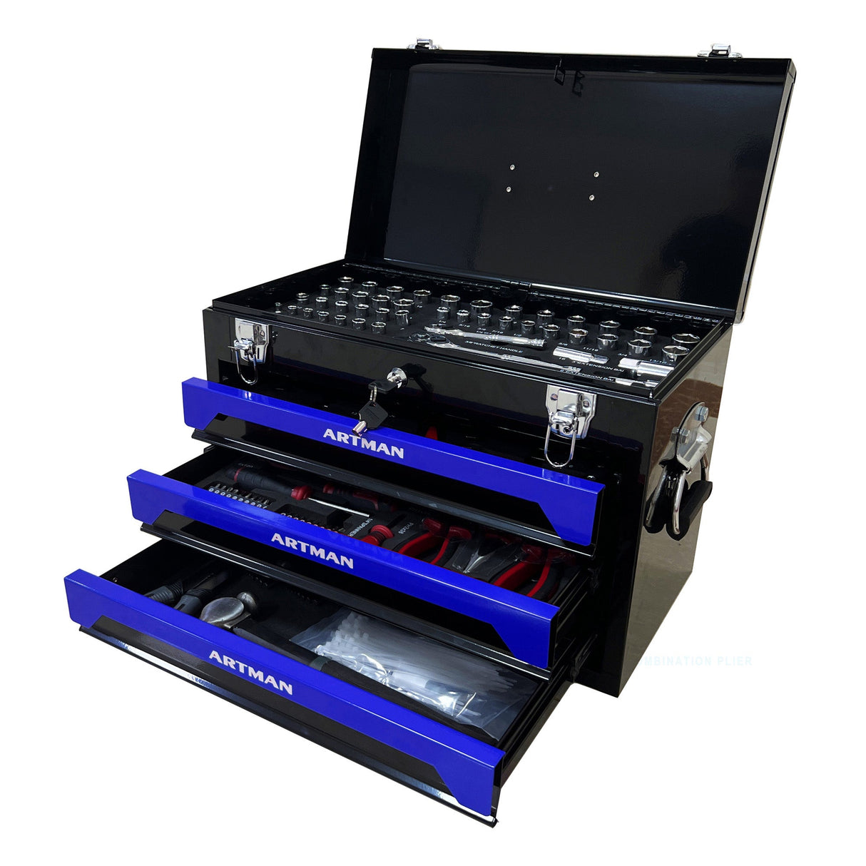 20'' Portable 3-Drawer Steel Toolbox