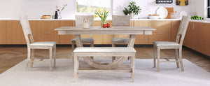 TOPMAX 6-Piece Wood Half Round Dining Table Set