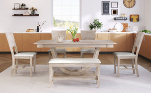 TOPMAX 6-Piece Wood Half Round Dining Table Set