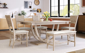 TOPMAX 6-Piece Wood Half Round Dining Table Set