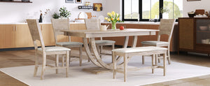 TOPMAX 6-Piece Wood Half Round Dining Table Set