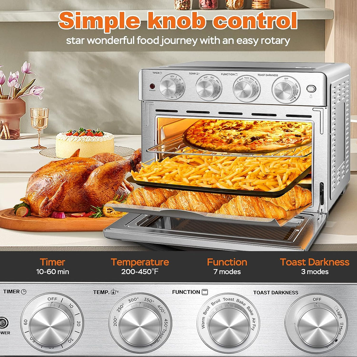 Geek Chef 6 Slice 26QT Air Fryer and Toaster Oven Combo