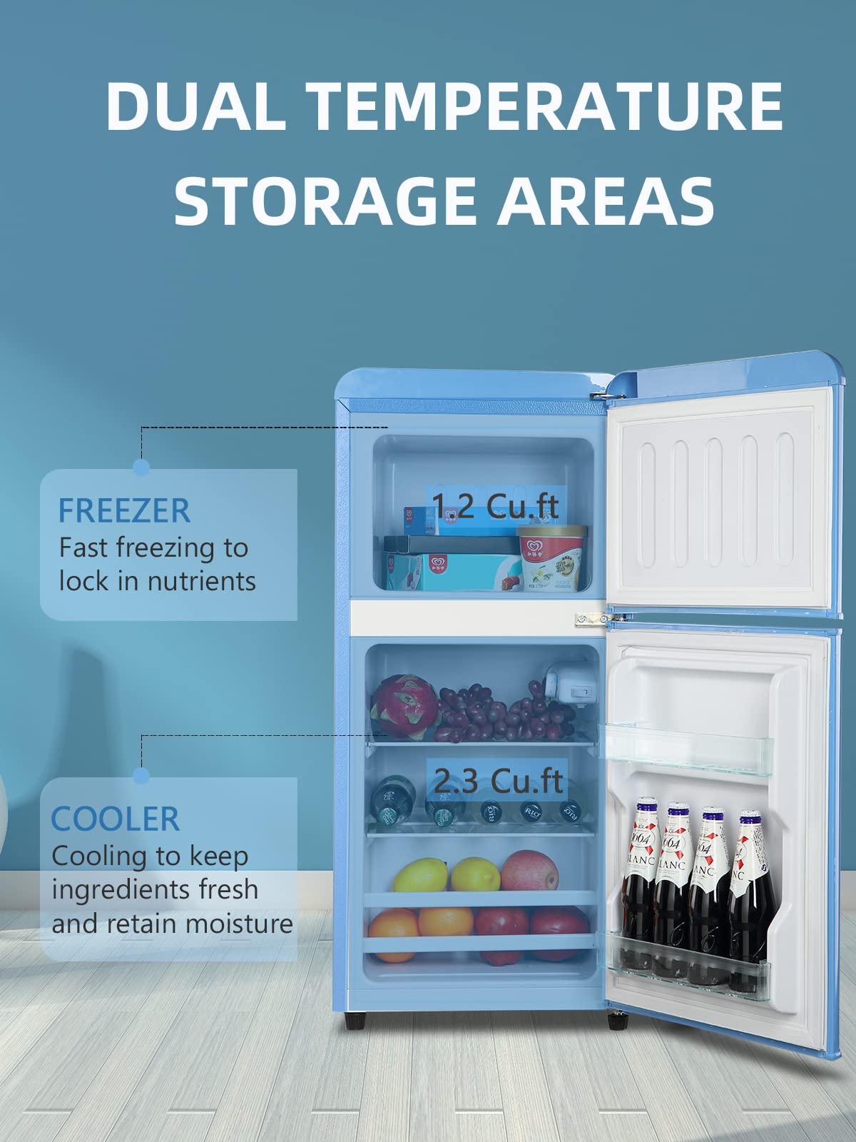 3.5 Cu.Ft Compact Refrigerator - Retro Mini Fridge with Freezer