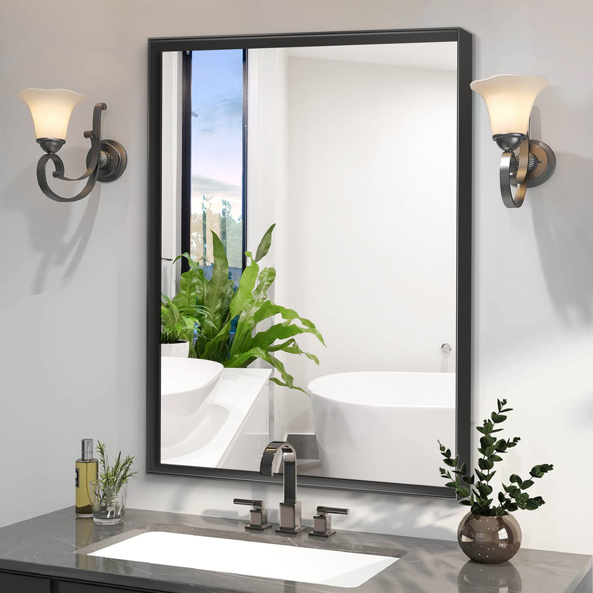 36x24 Inch Bathroom Mirror with Beveled Edge