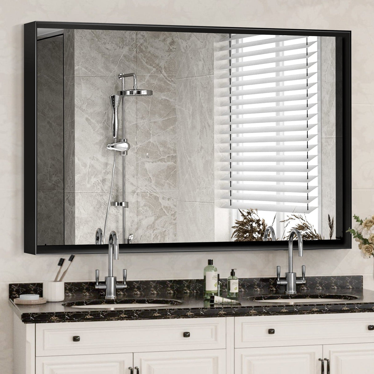 36x24 Inch Bathroom Mirror with Beveled Edge