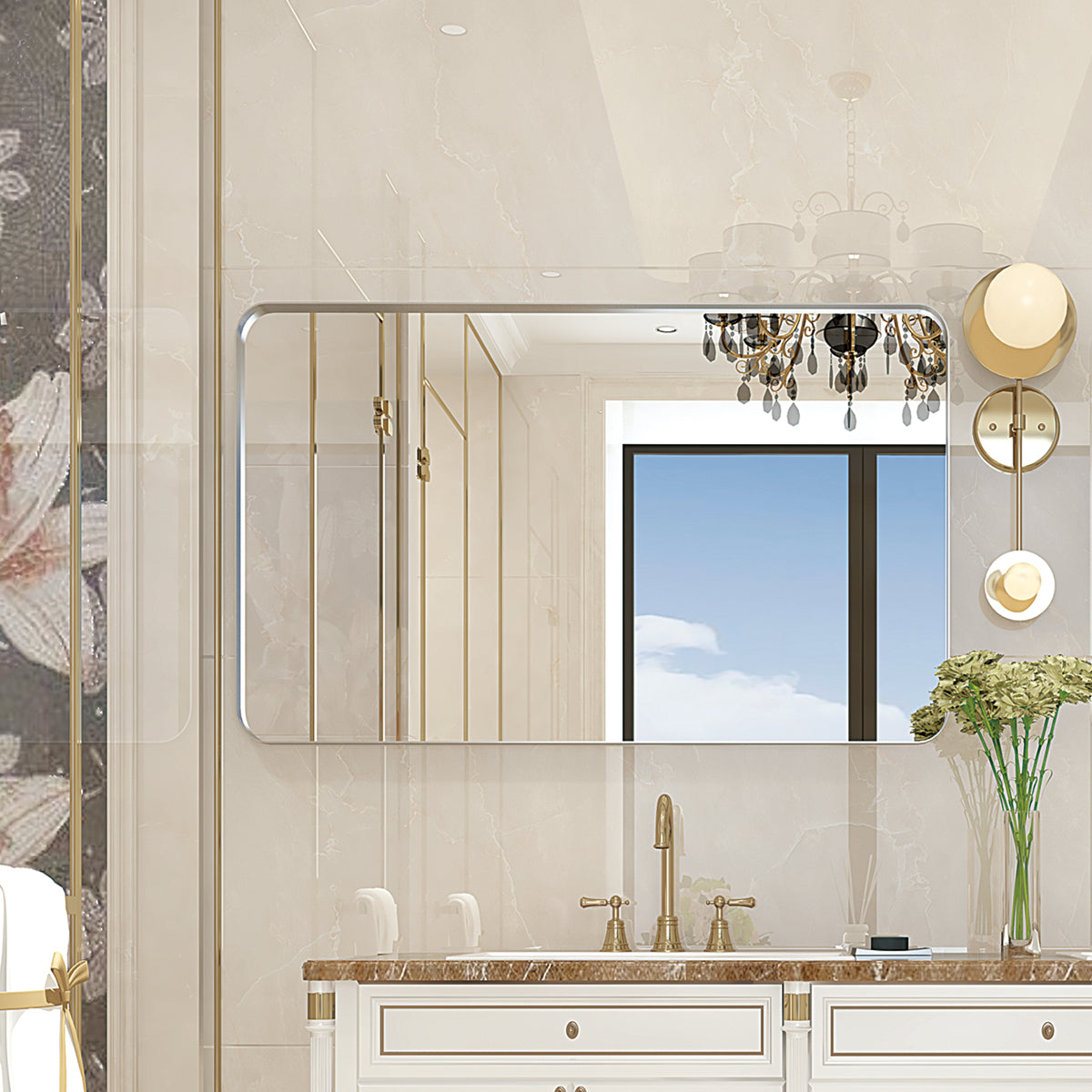 40x30 Inch Brushed Bathroom Mirror