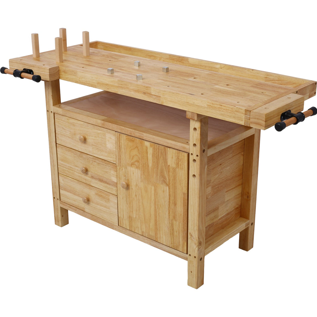 Wood Workbench with Bar Clamps