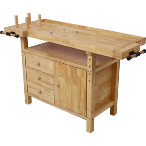 Wood Workbench with Bar Clamps