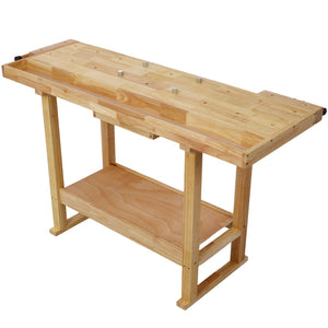 55-Inch Wood Workbench with Bar Clamps