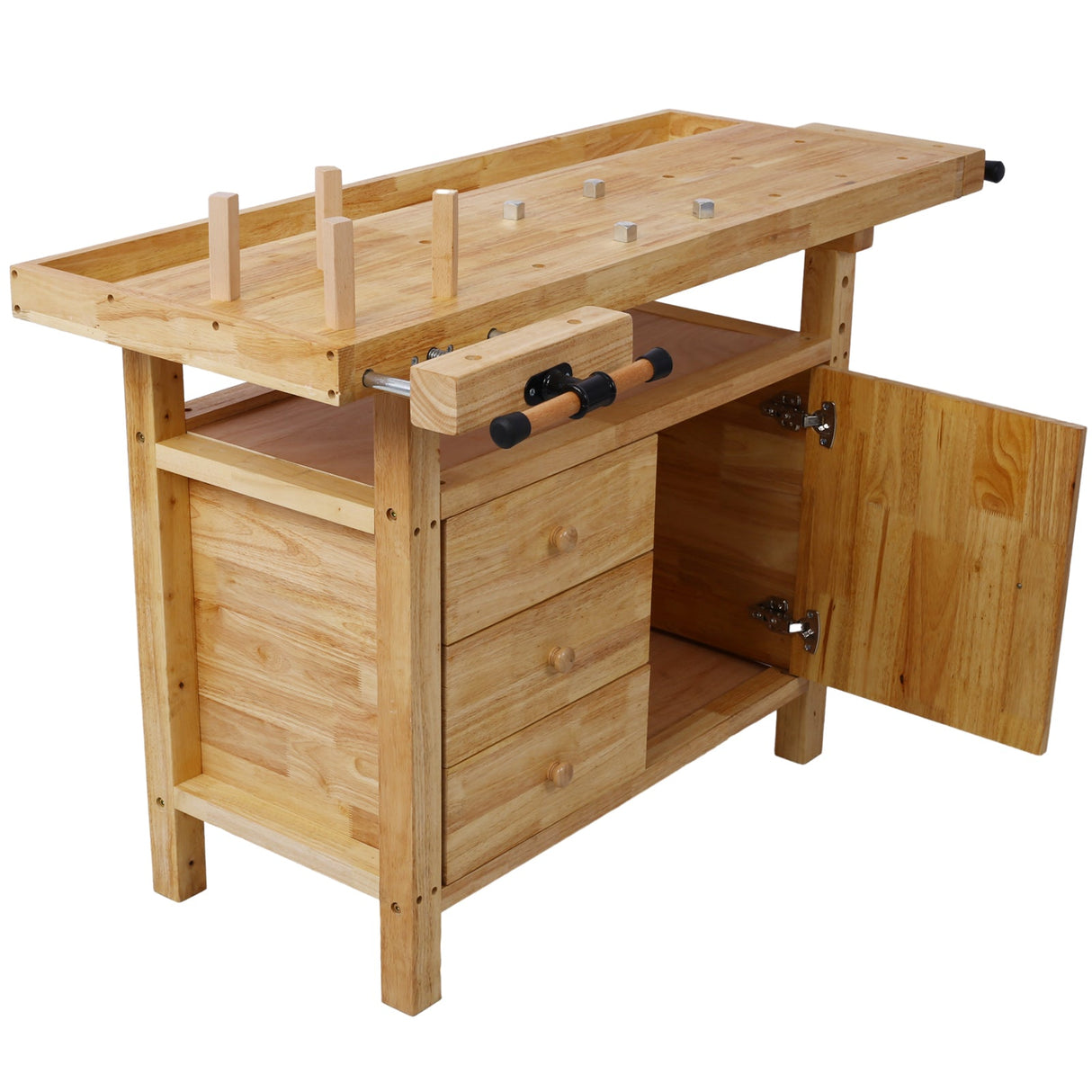 Wood Workbench with Bar Clamps