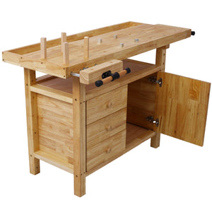 Wood Workbench with Bar Clamps