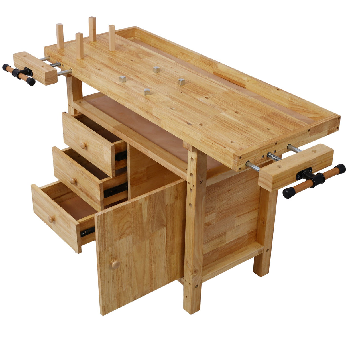 Wood Workbench with Bar Clamps
