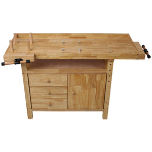 Wood Workbench with Bar Clamps