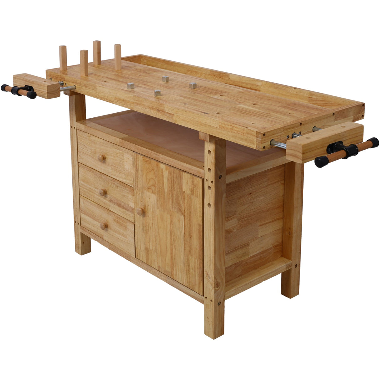 Wood Workbench with Bar Clamps
