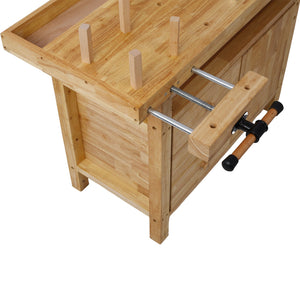 Wood Workbench with Bar Clamps