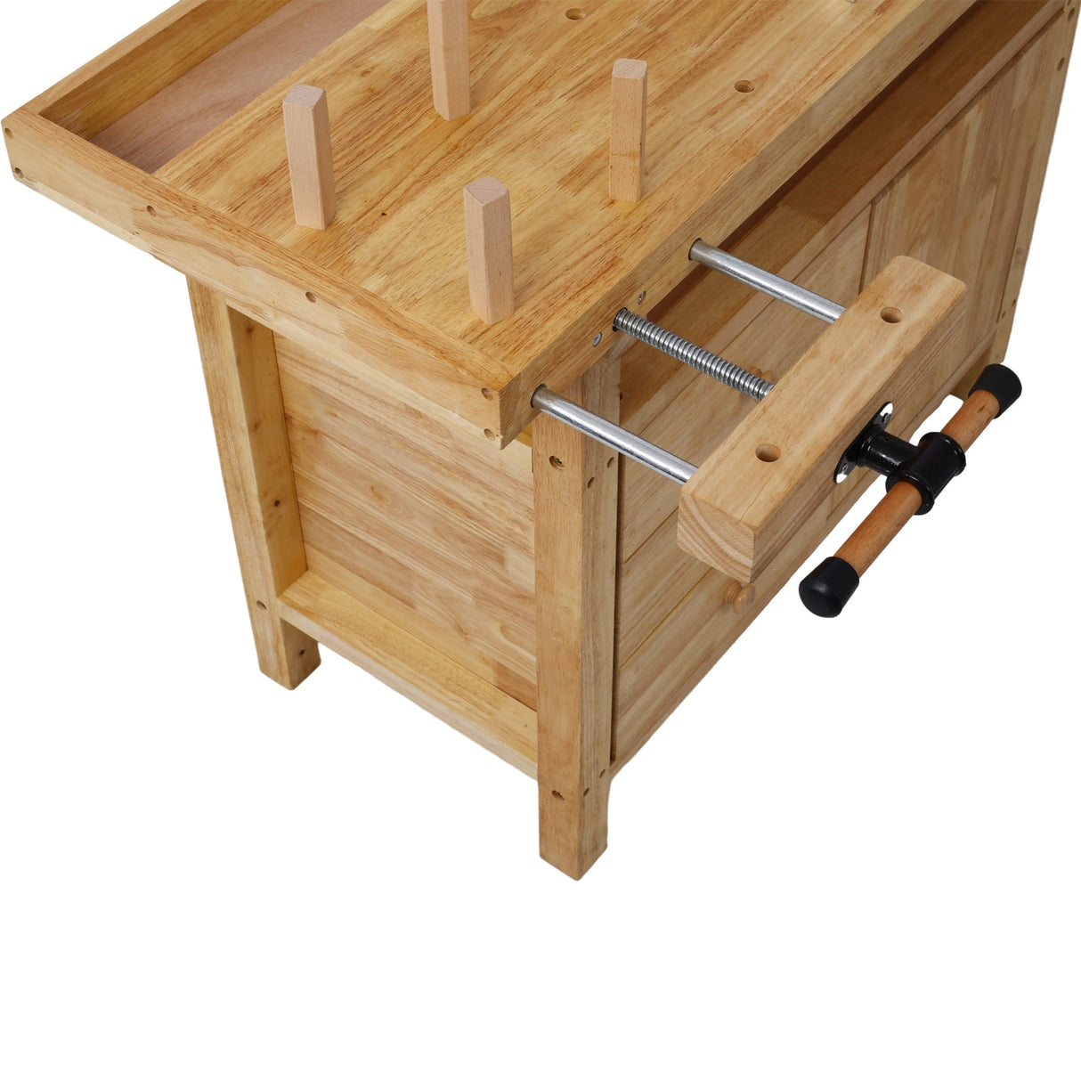 Wood Workbench with Bar Clamps