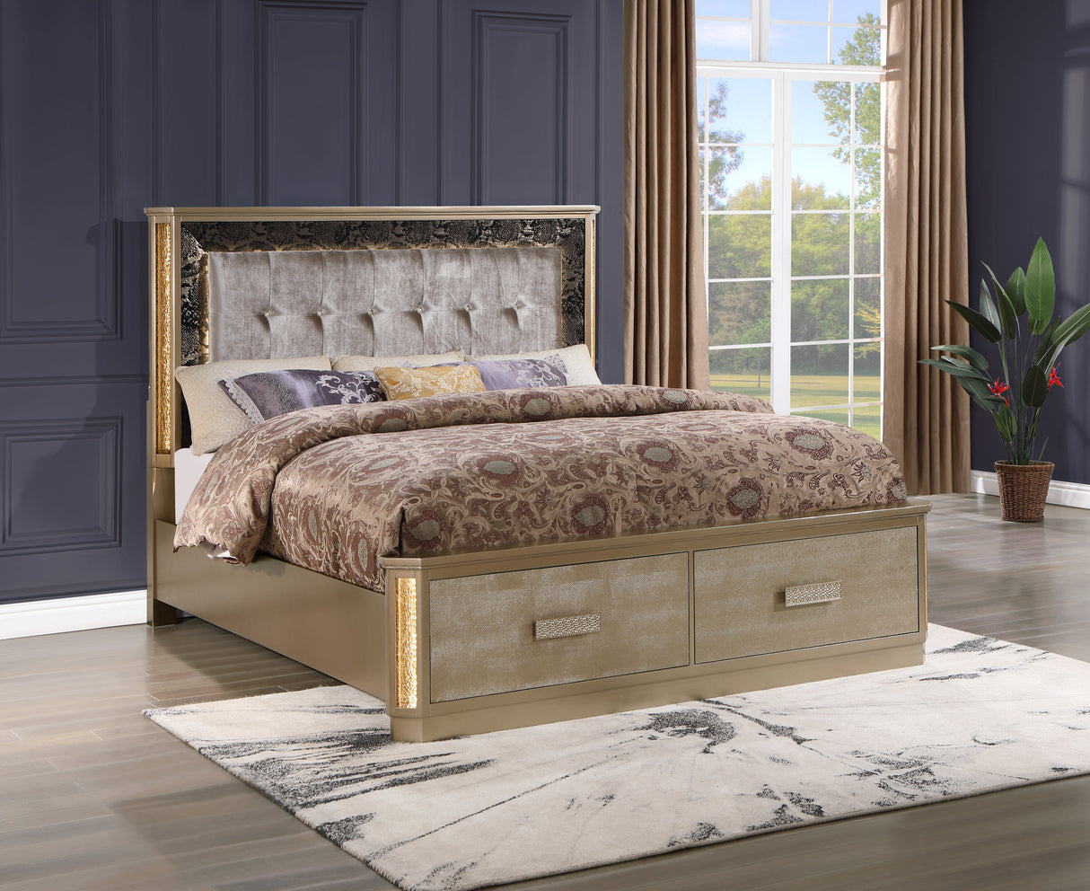 Medusa Modern Style Queen Bed Made with Wood