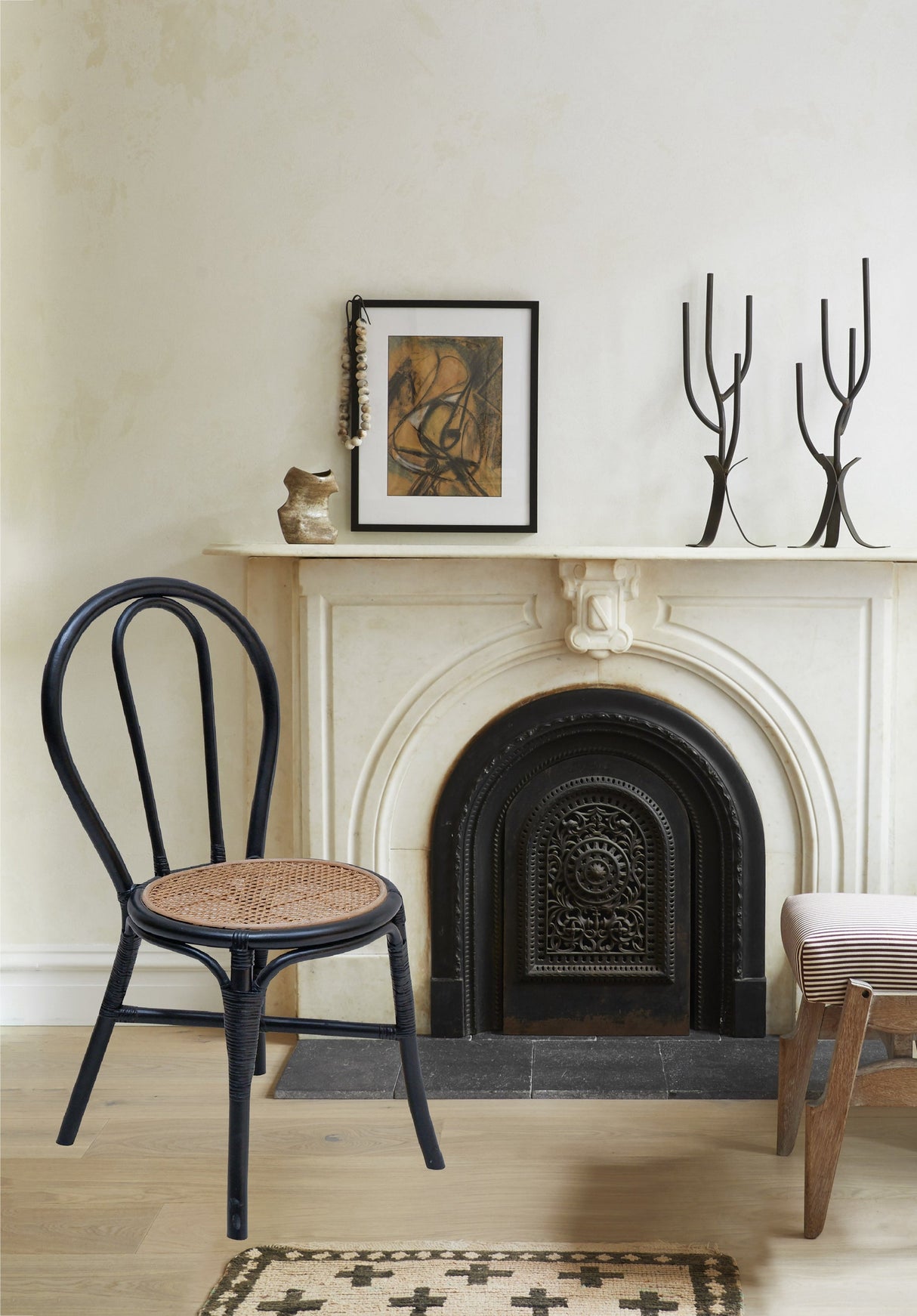 Black Rattan Dining Chair, Set of 2