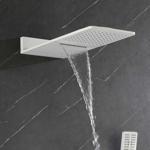 Wall Mounted Waterfall Rain Shower System With 3 Body Sprays & Handheld Shower